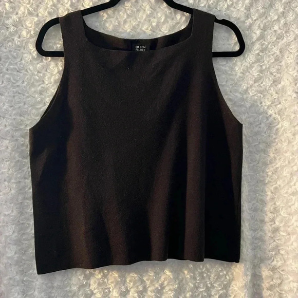 Eileen Fisher Taupe 100% Wool Twin Set Cardigan Sweater Size Medium - Picture 5 of 6